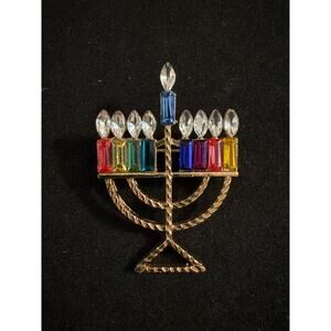 Stunning Menorah Jeweled Brooch